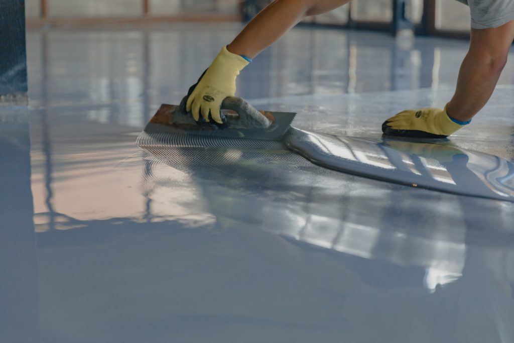 Professionally coated epoxy garage floor